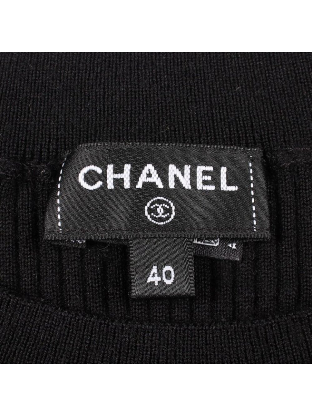 Chanel Knit CC Logo Ribbon Rib Wool Sweater - Picture 3 of 8